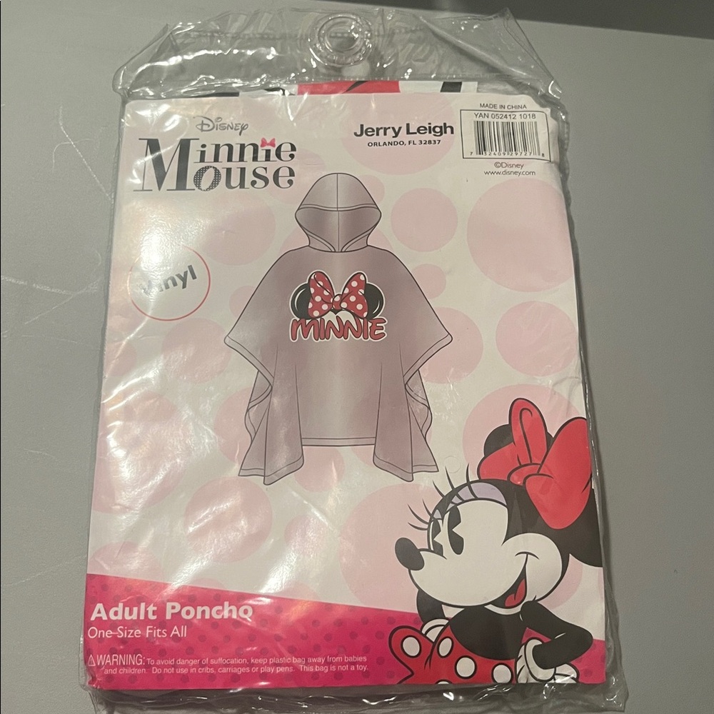 Disney Minnie Mouse Poncho adult one size New